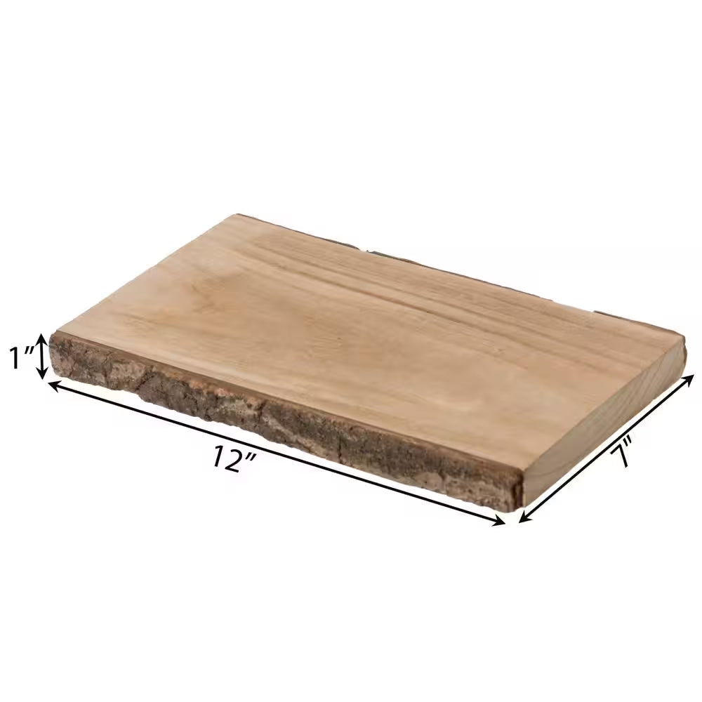 12 In. Rustic Natural Tree Log Wooden Rectangular Shape Serving Tray Cutting Board
