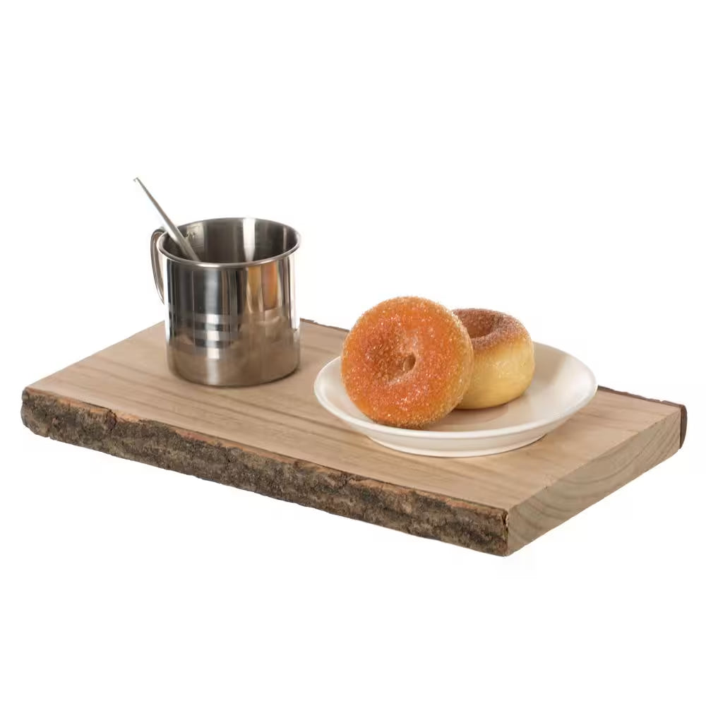 12 In. Rustic Natural Tree Log Wooden Rectangular Shape Serving Tray Cutting Board