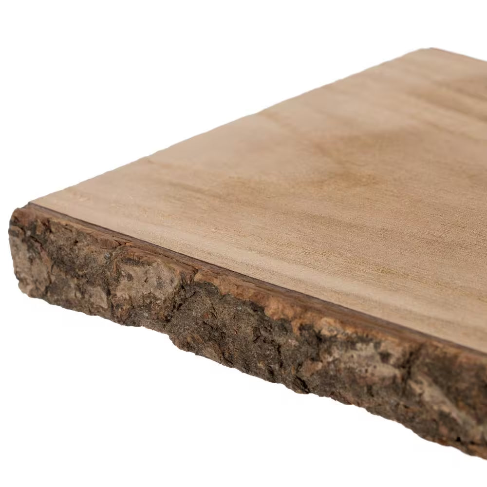12 In. Rustic Natural Tree Log Wooden Rectangular Shape Serving Tray Cutting Board